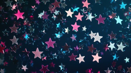 A constellation of differently shaped and colored stars forming a cohesive pattern in a dark sky, metaphorically representing the brilliance and unity of diverse identities, minimalist composition