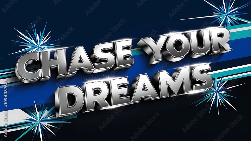 Aufkleber 3d metallic text 