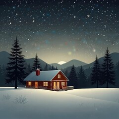 Fototapeta premium Christmas house with Christmas tree