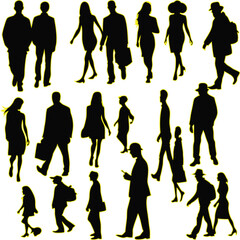 man woman silhouette people vector