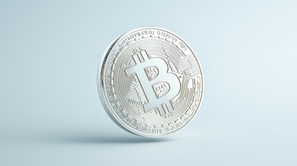 Bitcoin coin floating minimal design digital background isolated view cryptocurrency concept