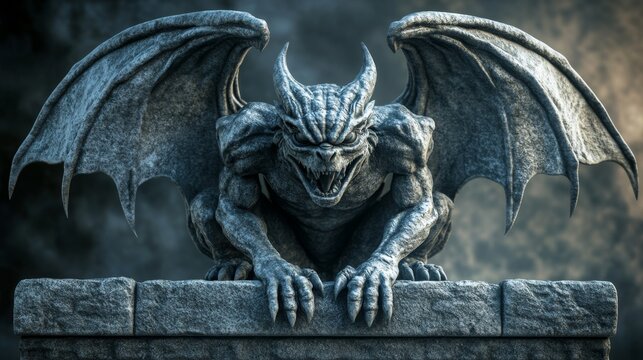 Frightening Stone Gargoyle Sculpture