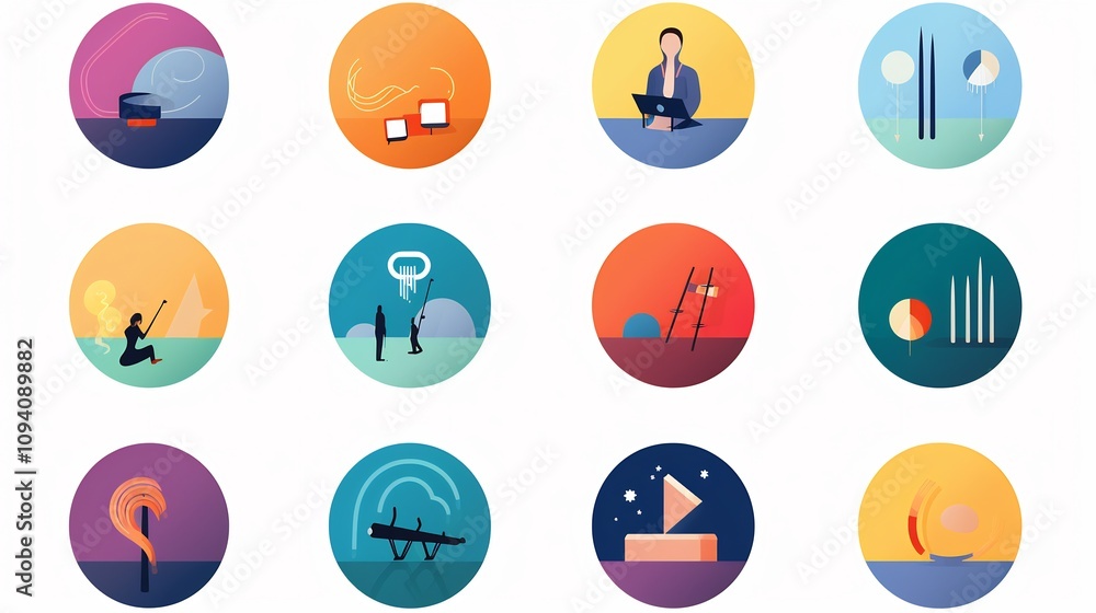 Poster flat design icons for performance optimization