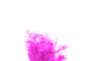 pink smoke steam spray, and abstract vapor water isolated on a white background. concept of texture cold mist or hot vapor, fog effect, and cloud for design air pollution, element smog, dust	