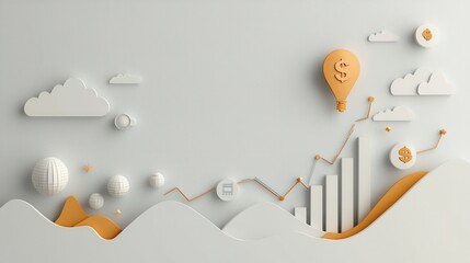 Financial growth illustration abstract design paper cut style modern environment creative concept