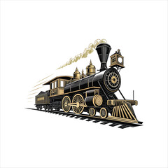 vintage steam train locomotive clip art illustration © Suplab_Designer