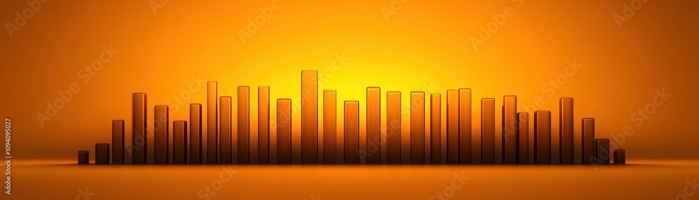 Poster vibrant abstract background with vertical bars silhouettes against an orange gradient for modern des