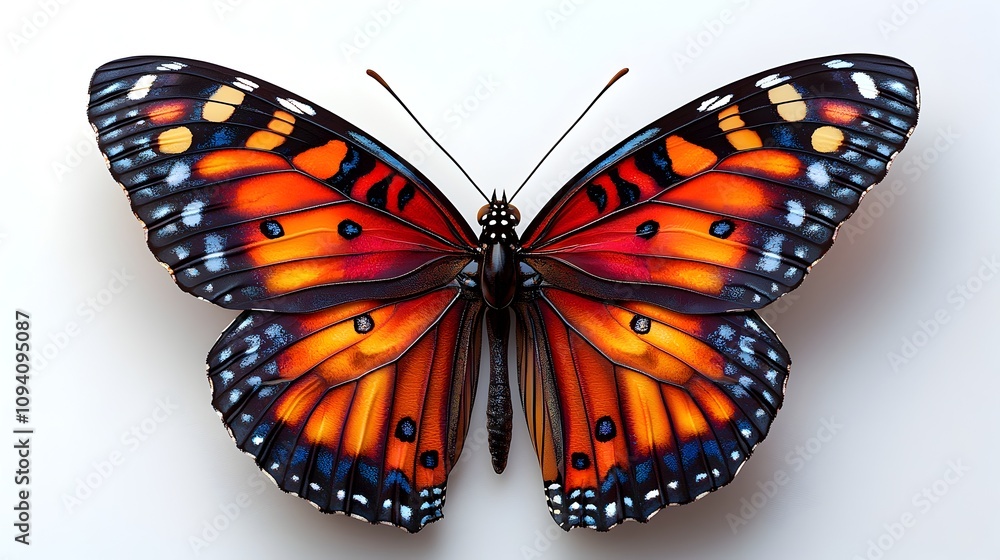 Poster stunning and vibrant monarch butterfly with intricate and detailed wings isolated on a clean white b