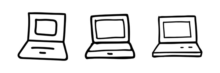 Outline drawing of laptops, symbolizing technology or work.
