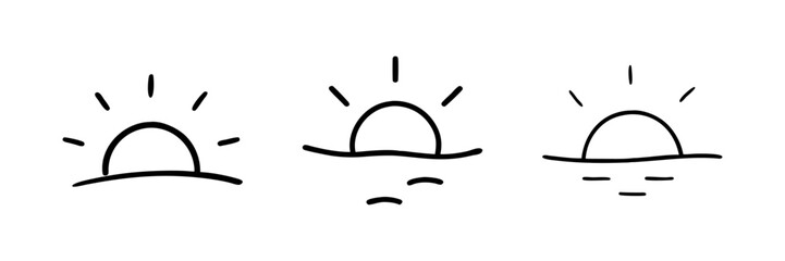 Outline drawing of a sunset, symbolizing nature or serenity.