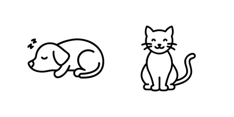 Outline drawing of a dog and cat, symbolizing pets or animal companionship.
