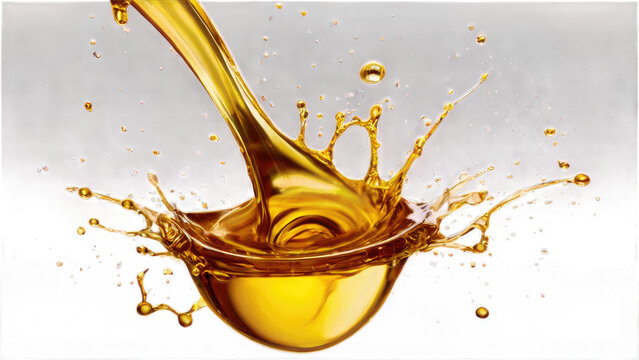 Here's a possible  and keyword list for your image.. Golden liquid splashing in bowl.