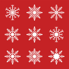 Snowflakes christmas vector icons.Flat snow icons.