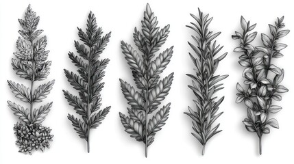 Pencil Drawn Herbs and Plants