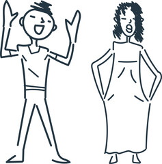 Adobe Illustrator Artwork with cartoon male and female characters