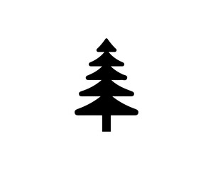 Christmas tree silhouette vector. Black christmas tree flat design icon. 