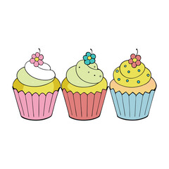 Delightful spring-themed cupcakes adorned with pastel frosting, floral designs, and edible decorations like butterflies, fresh fruit, or blossoms, capturing the season’s charm.