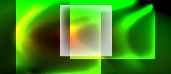 Glass squares with neon shiny light abstract background