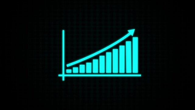Business growth concept in graph chart showing marketing sales profit increasing to future target. with upward trend on grid line background.