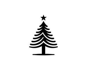 Black Christmas tree flat design icon. 