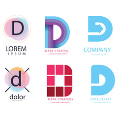 d alphabet letter Corporate business company marketing logo design elegant and badge design collection  vector logo