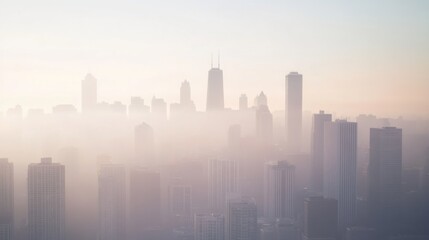 Fototapeta premium A detailed shot of a smog-choked skyline, The harsh reality of urban pollution, photography style