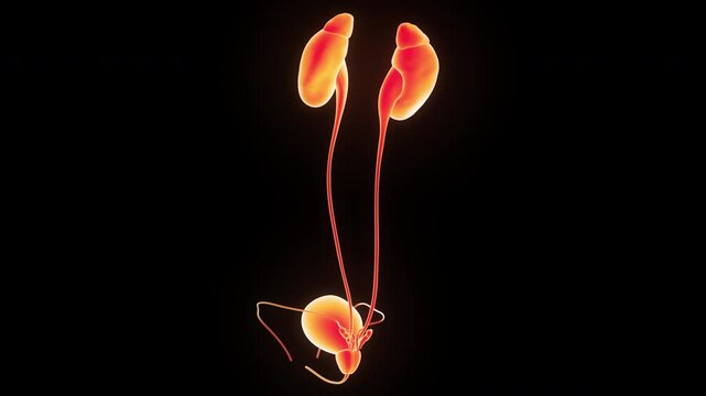 Human Urinary System Kidneys with Bladder Anatomy Animation Concept