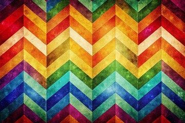 Fototapeta premium Vintage Style Abstract Bright Rainbow Chevron Mosaic Banner Background for Creative Projects and Digital Designs