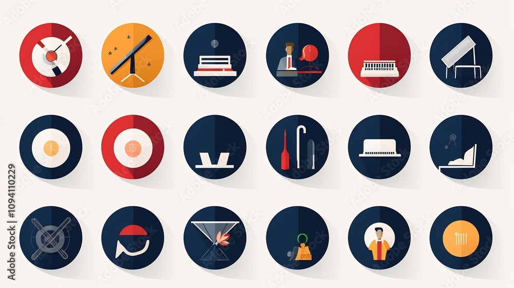 Poster minimalistic flat icon set for effective presentation skills and business concepts