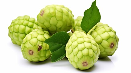 Obraz premium Fresh Noni Fruit with Bumpy Light Green Skin and Organic Texture
