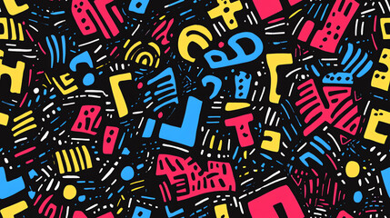 Urban graffiti style seamless pattern with doodles