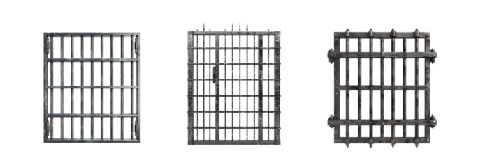 Vintage Metal Gate Texture Set PNG Isolated on Transparent Background