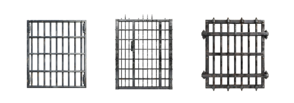 Vintage Metal Gate Texture Set PNG Isolated on Transparent Background