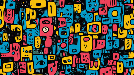 Naklejka premium Colorful geometric blocks seamless pattern