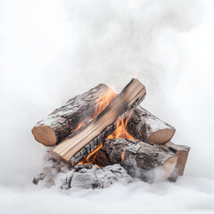 Campfire wood on snow