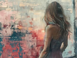 Woman Looking Through a Window: A Dreamy Abstract Portrait