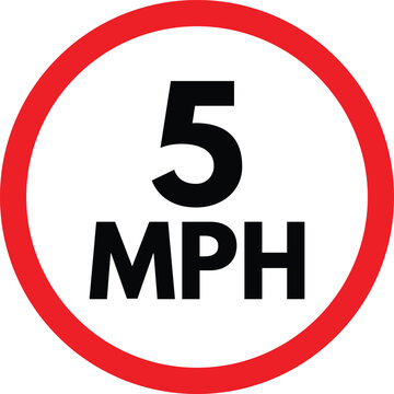 5 mph speed limit sign isolated on white background . 5mph road traffic sign . Vector illustration
