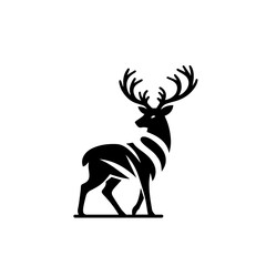 Elegant Deer Silhouette Logo, Majestic Wildlife Design for Nature and Branding. Standing Deer Silhouette Logo, Majestic Stag Vector for Nature and Branding.