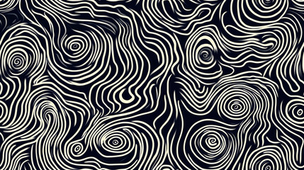 Fototapeta premium Abstract swirl seamless pattern in black and white