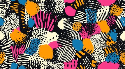 Fototapeta premium Tropical mix seamless pattern with zebra elements