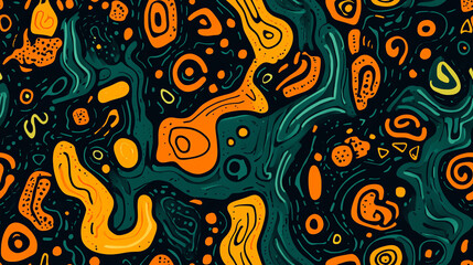 Fototapeta premium Abstract fluid art seamless pattern in dark colors
