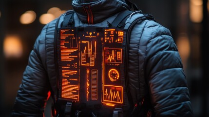 A smart vest that integrates blood pressure monitoring sensors, providing continuous readings during sleep and daily activities, with real-time holographic feedback showing trends and alerts