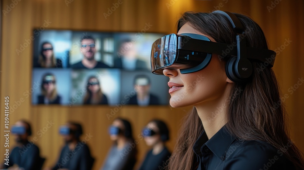 Poster a virtual meeting where participants use smart glasses to interact in an augmented reality environme
