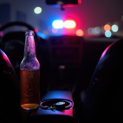  Beer Bottle Police Lights DUI Scene