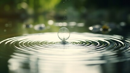 Slow Motion Water Droplet Creating Mesmerizing Ripples on Smooth Surface