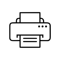 Printer in outline icon style, office theme.