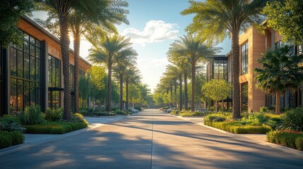 Fototapeta premium Palm Tree Lined Street