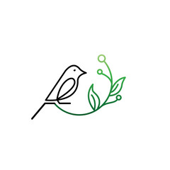 nature bird logo stem flower design abstract illustration vector