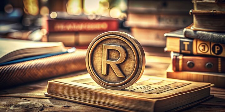 Vintage Style Photography of Registered Trademark Symbol in a Classic Design Illustrating Intellectual Property Sign for Creative and Business Use