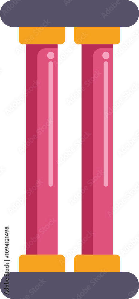 Poster two pink columns standing tall, representing strength and support, with golden elements on top and b